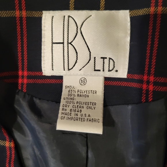 navy red plaid boyfriend blazer 16 - Picture 3 of 8